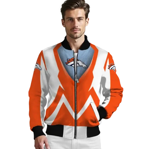 customized denver broncos v stripes orange white bomber jacket high quality