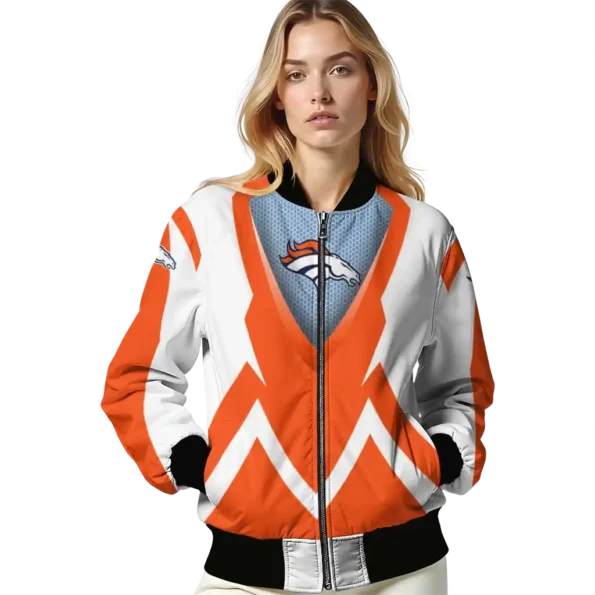 customized denver broncos v stripes orange white bomber jacket latest model