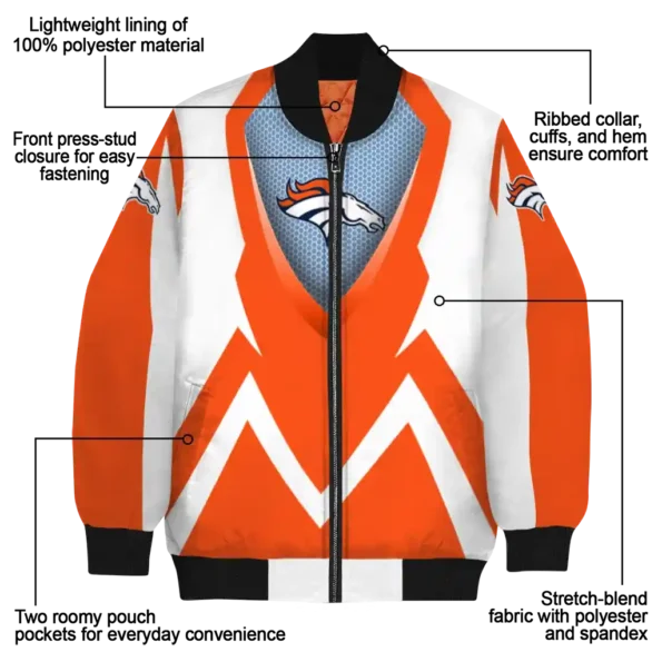 customized denver broncos v stripes orange white bomber jacket new arrival