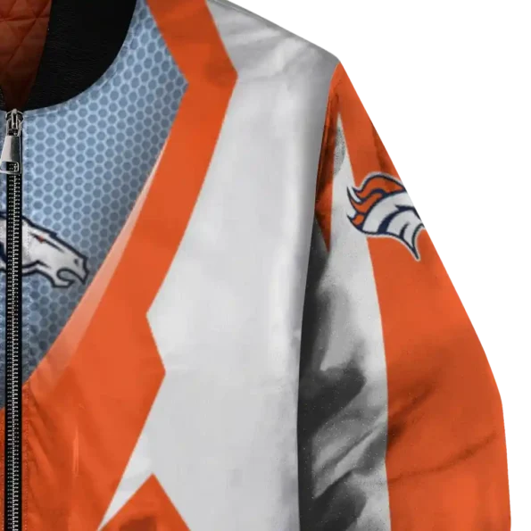 customized denver broncos v stripes orange white bomber jacket premium grade
