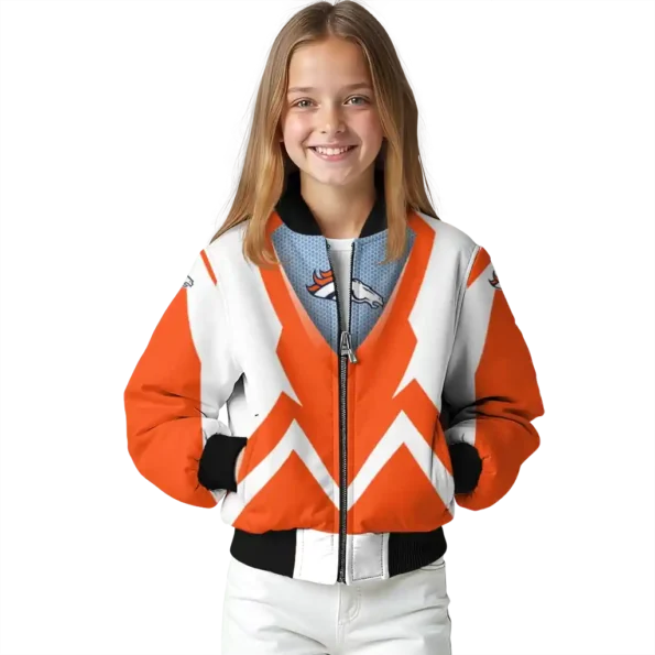 customized denver broncos v stripes orange white bomber jacket top rated