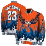 customized denver broncos winged blaze orange white varsity jacket best selling.webp