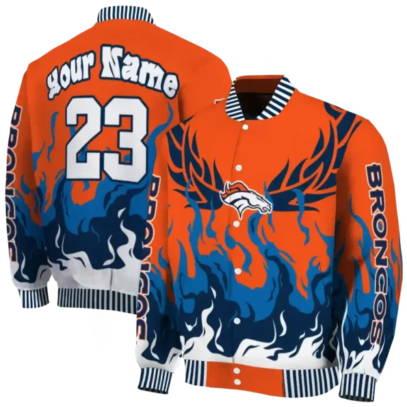 customized denver broncos winged blaze orange white varsity jacket fashion forward.webp