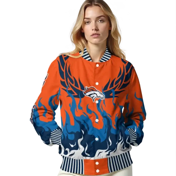 customized denver broncos winged blaze orange white varsity jacket latest model.webp