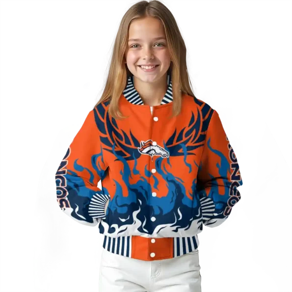 customized denver broncos winged blaze orange white varsity jacket top rated.webp