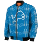 customized detroit lions bolt stripe blue bomber jacket best selling