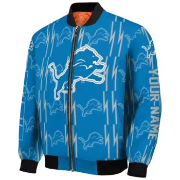 customized detroit lions bolt stripe blue bomber jacket best selling