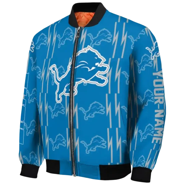customized detroit lions bolt stripe blue bomber jacket best selling