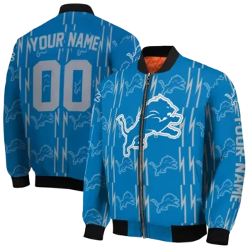 customized detroit lions bolt stripe blue bomber jacket fashion forward