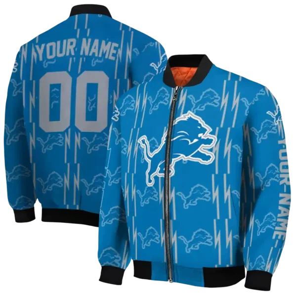 customized detroit lions bolt stripe blue bomber jacket fashion forward
