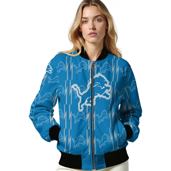 customized detroit lions bolt stripe blue bomber jacket latest model