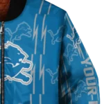 customized detroit lions bolt stripe blue bomber jacket best selling