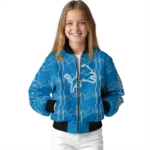 customized detroit lions bolt stripe blue bomber jacket best selling