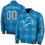 customized detroit lions bolt stripe blue varsity jacket best selling.webp