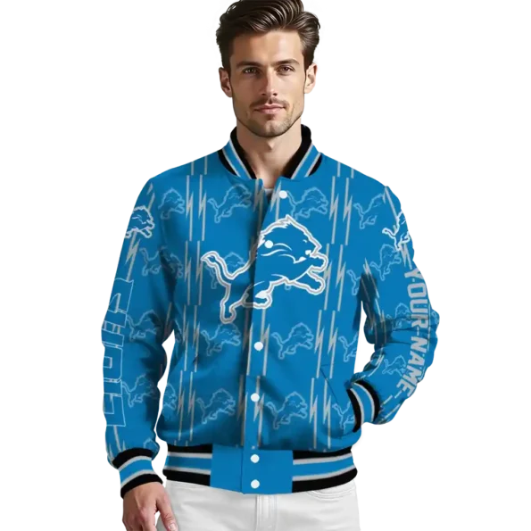 customized detroit lions bolt stripe blue varsity jacket high quality.webp