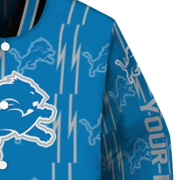 customized detroit lions bolt stripe blue varsity jacket premium grade.webp