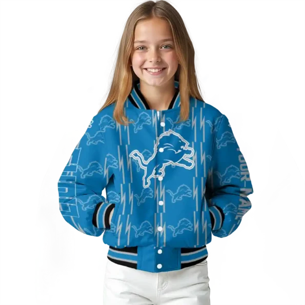 customized detroit lions bolt stripe blue varsity jacket top rated.webp