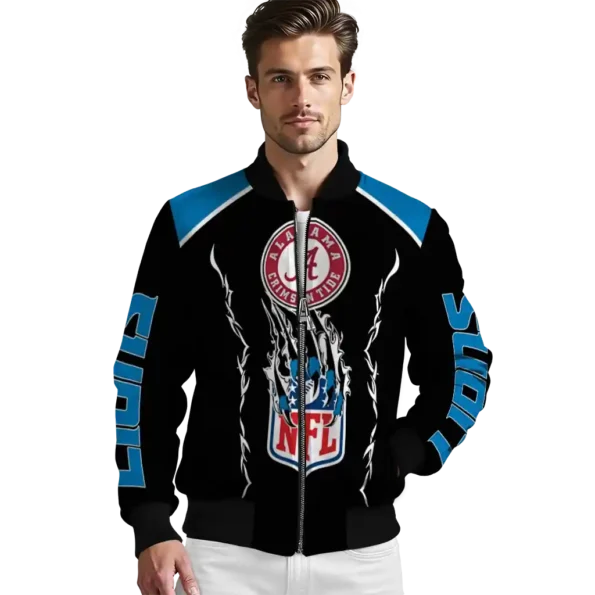customized detroit lions claw blood blue black bomber jacket high quality
