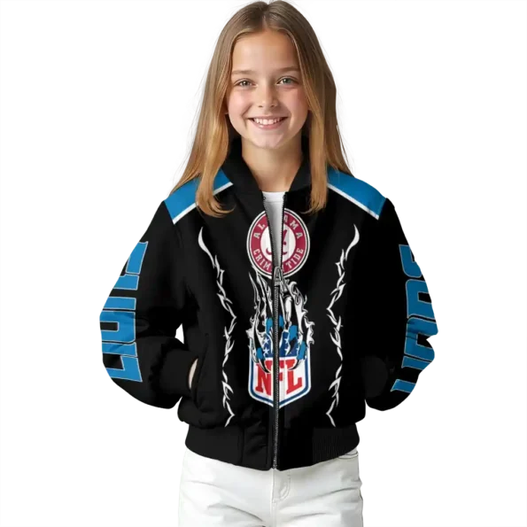customized detroit lions claw blood blue black bomber jacket top rated