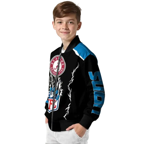 customized detroit lions claw blood blue black bomber jacket trendy