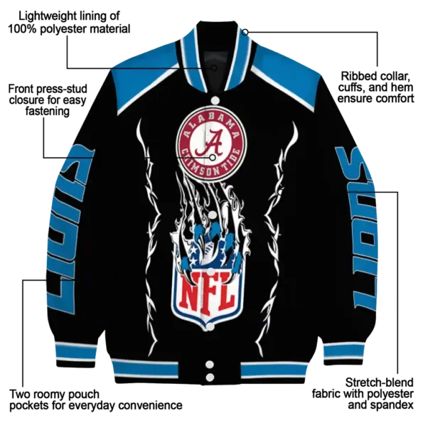 customized detroit lions claw blood blue black varsity jacket new arrival.webp