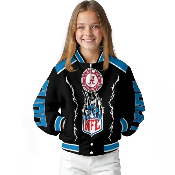 customized detroit lions claw blood blue black varsity jacket top rated.webp