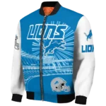 customized detroit lions ferris arena blue white bomber jacket best selling