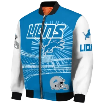 customized detroit lions ferris arena blue white bomber jacket best selling