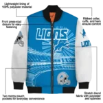 customized detroit lions ferris arena blue white bomber jacket best selling