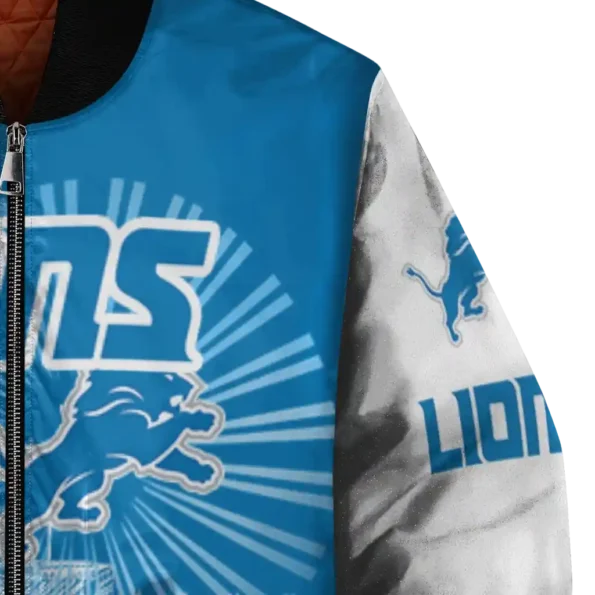 customized detroit lions ferris arena blue white bomber jacket premium grade