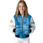 customized detroit lions ferris arena blue white bomber jacket best selling