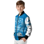 customized detroit lions ferris arena blue white bomber jacket best selling