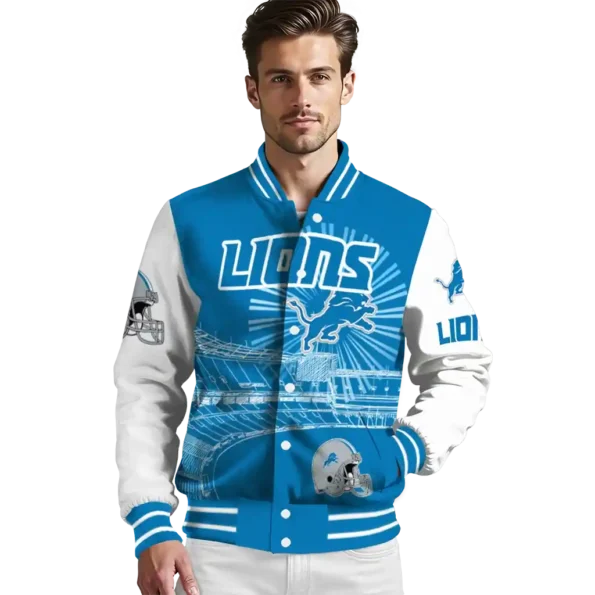 customized detroit lions ferris arena blue white varsity jacket high quality.webp