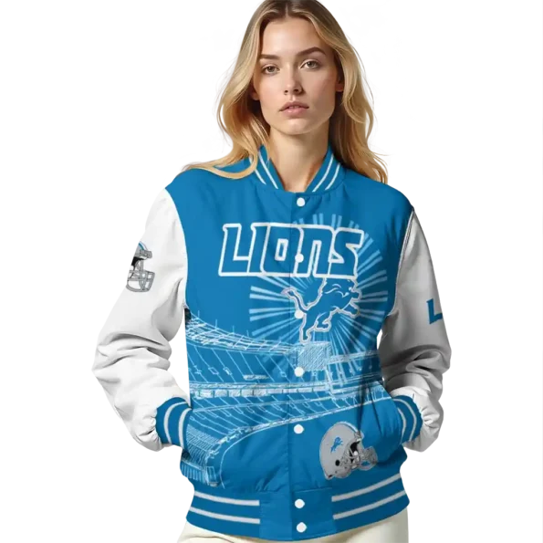 customized detroit lions ferris arena blue white varsity jacket latest model.webp