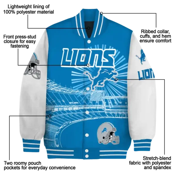 customized detroit lions ferris arena blue white varsity jacket new arrival.webp