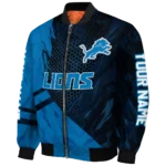 customized detroit lions hexagon mesh blue black bomber jacket best selling