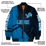 customized detroit lions hexagon mesh blue black bomber jacket best selling