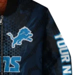 customized detroit lions hexagon mesh blue black bomber jacket best selling