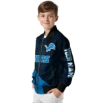customized detroit lions hexagon mesh blue black bomber jacket best selling