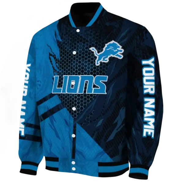 customized detroit lions hexagon mesh blue black varsity jacket best selling.webp