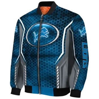 customized detroit lions power plate blue bomber jacket best selling