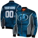 customized detroit lions power plate blue bomber jacket best selling