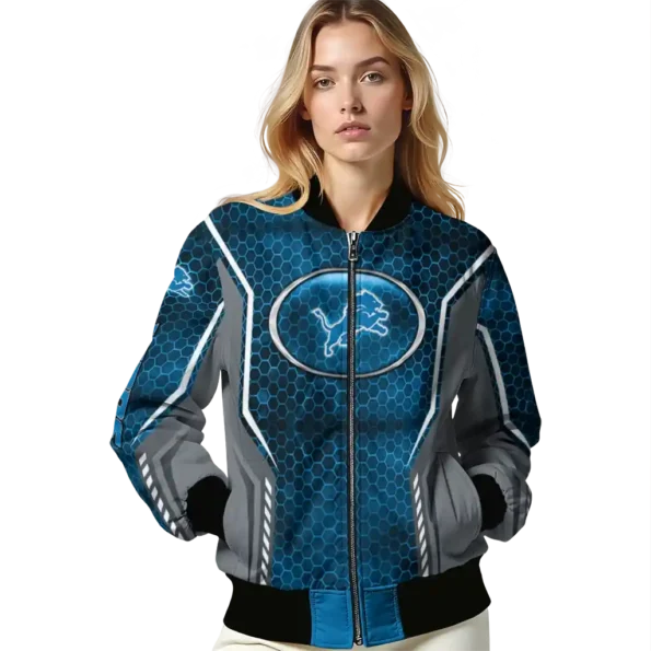 customized detroit lions power plate blue bomber jacket latest model