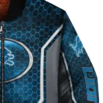 customized detroit lions power plate blue bomber jacket best selling