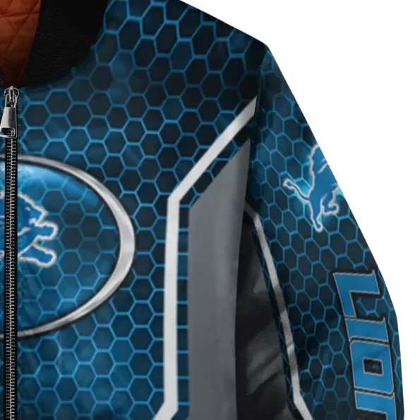 customized detroit lions power plate blue bomber jacket premium grade