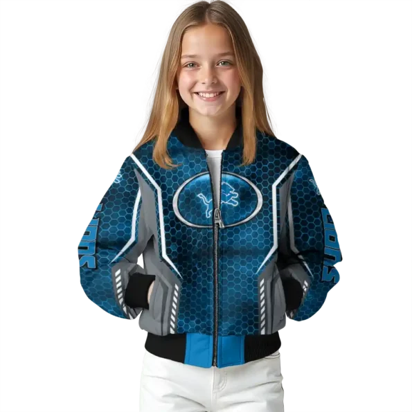 customized detroit lions power plate blue bomber jacket top rated