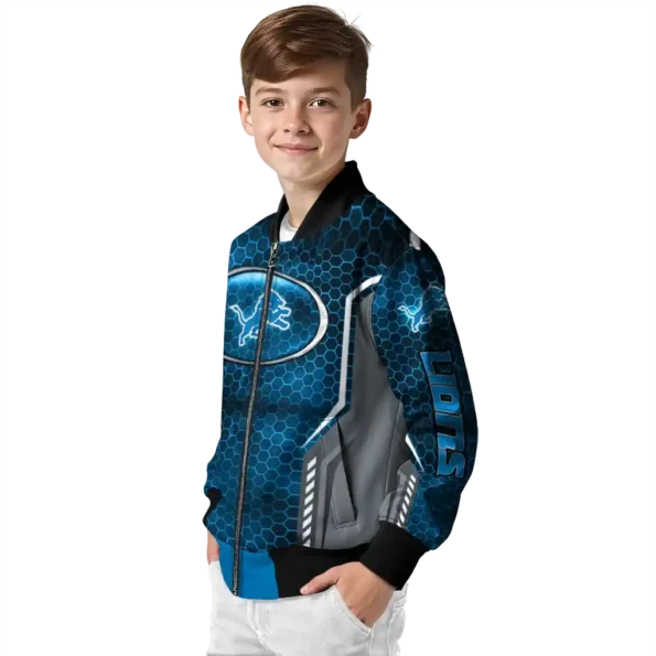 customized detroit lions power plate blue bomber jacket trendy