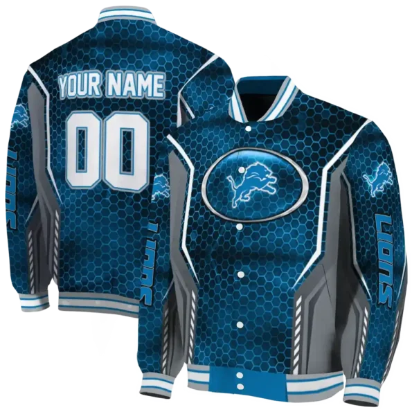 customized detroit lions power plate blue varsity jacket fashion forward.webp