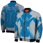 customized detroit lions spider mark blue grey crocs bomber jacket best selling