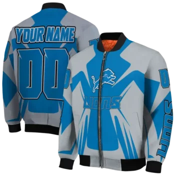 customized detroit lions spider mark blue grey crocs bomber jacket fashion forward